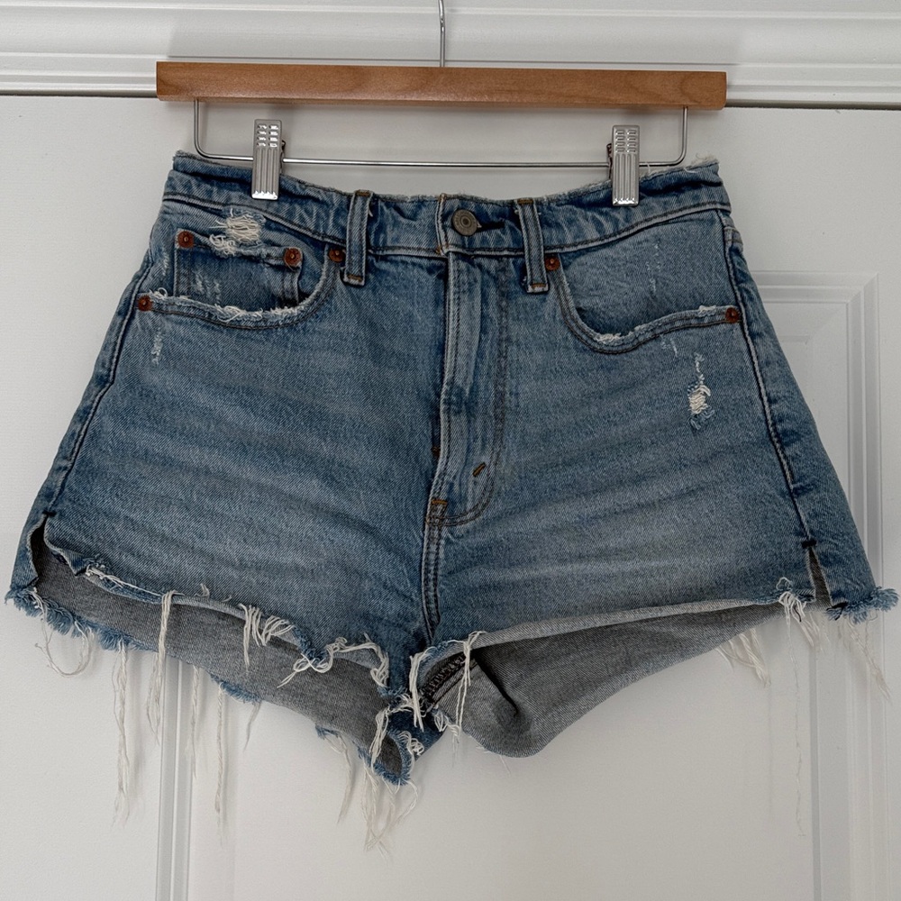 Abercrombie & Fitch Light Blue Frayed Jean Shorts